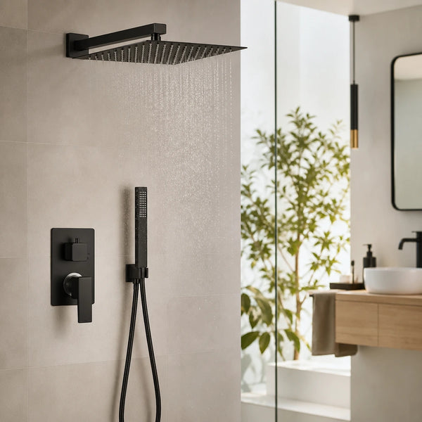 Colonne de douche pluie carrée 30 × 30 cm noire