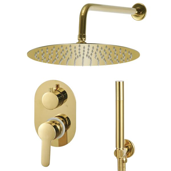 Colonne de douche pluie 30 × 30 dorée — vue d'ensemble