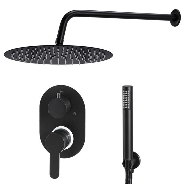 Colonne de douche pluie 30 × 30 noire — vue d'ensemble