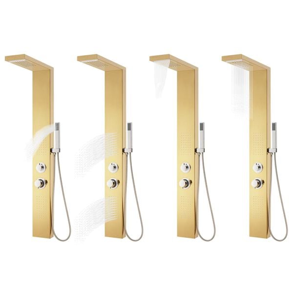 Panneau de douche hydromassant doré finition miroir — vue d'ensemble