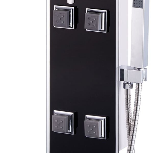 Panneau de douche hydromassant verre trempé 120 cm noir — vue de détail 3