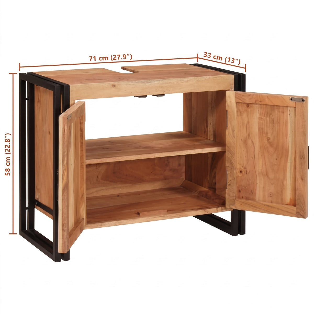 Meuble sous-vasque 71 cm finition acacia — vue de détail 4