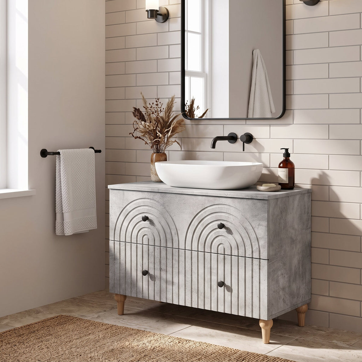 Meuble sous-lavabo Alkmaar 82 cm, finition Gris minéral