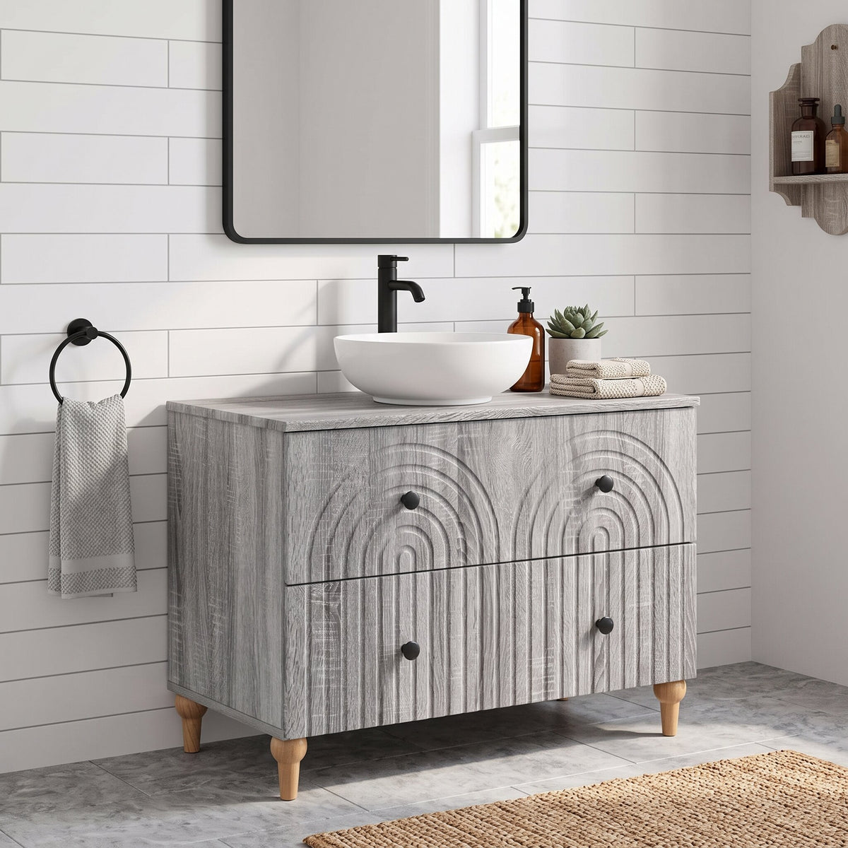 Meuble sous-lavabo Alkmaar 82 cm, finition Gris nuancé