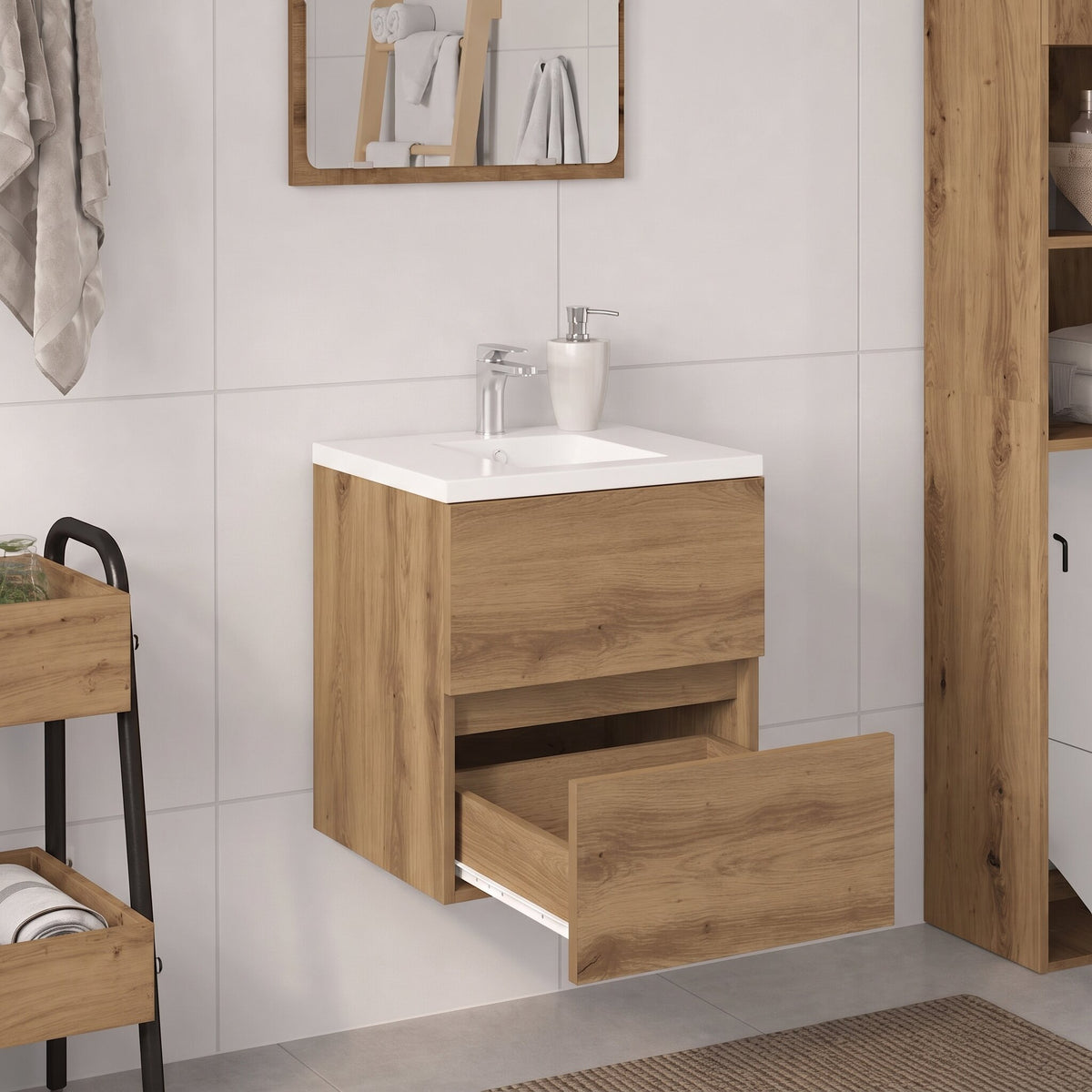 Meuble sous-vasque sans poignée 41 cm — vue d'ensemble