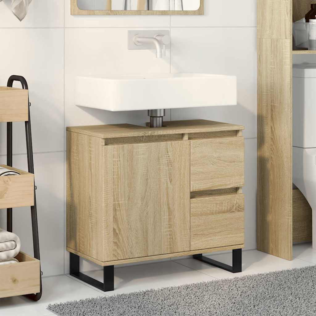 Armoire sous-vasque 65 cm, finition Chêne sonoma