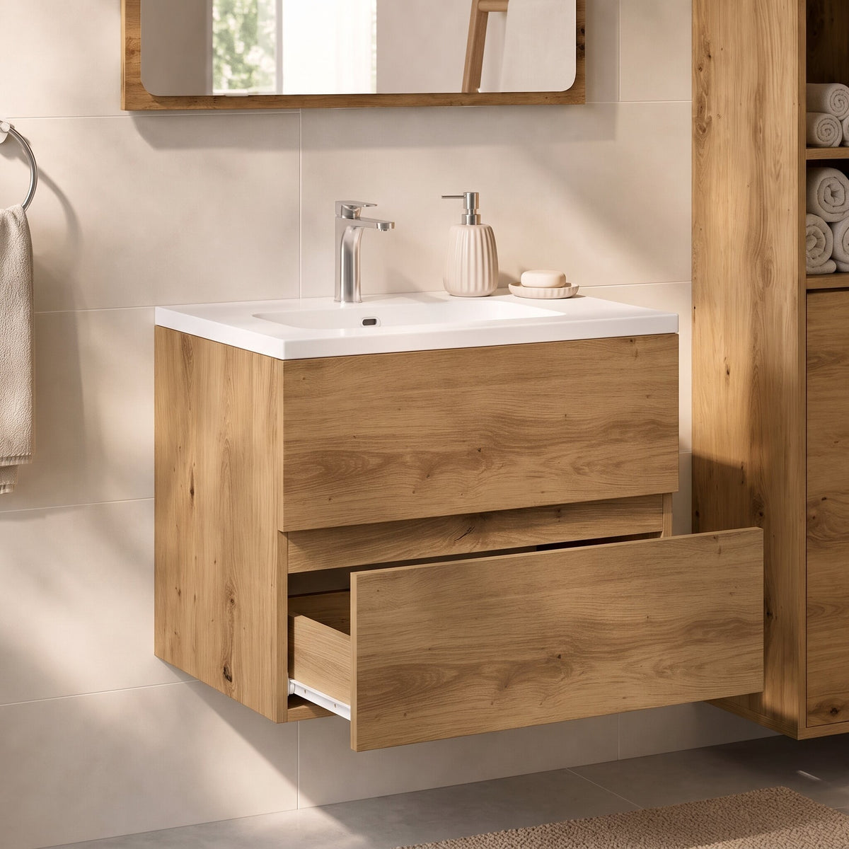 Meuble sous-vasque sans poignée 60 cm — vue d'ensemble