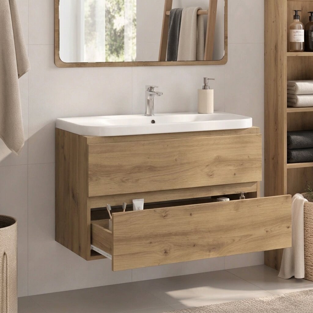 Meuble sous-vasque sans poignée 80 cm — vue d'ensemble