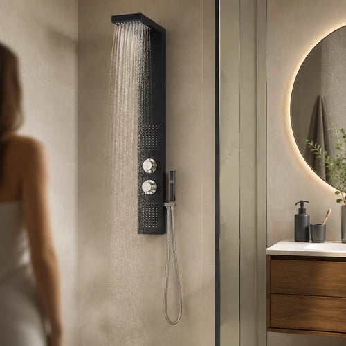 Panneau de douche hydromassant noir