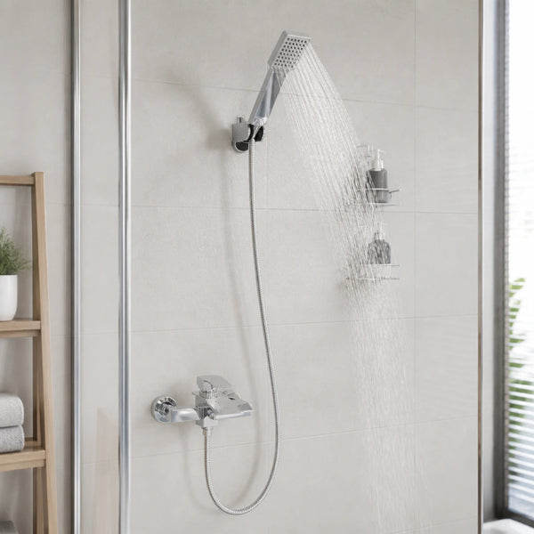 Ensemble de douche mural chromé