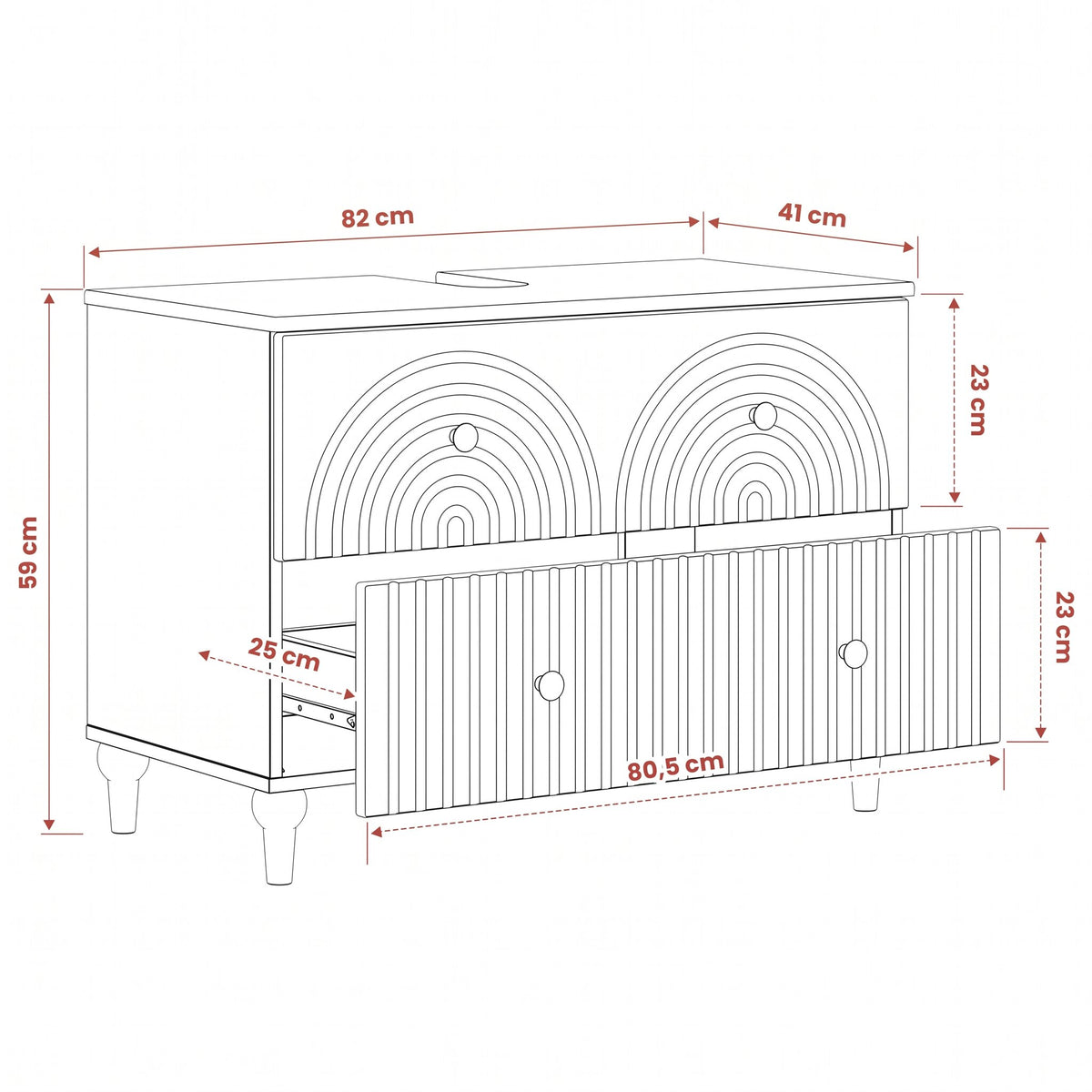 Meuble sous-lavabo Alkmaar 82 cm — vue de détail 3