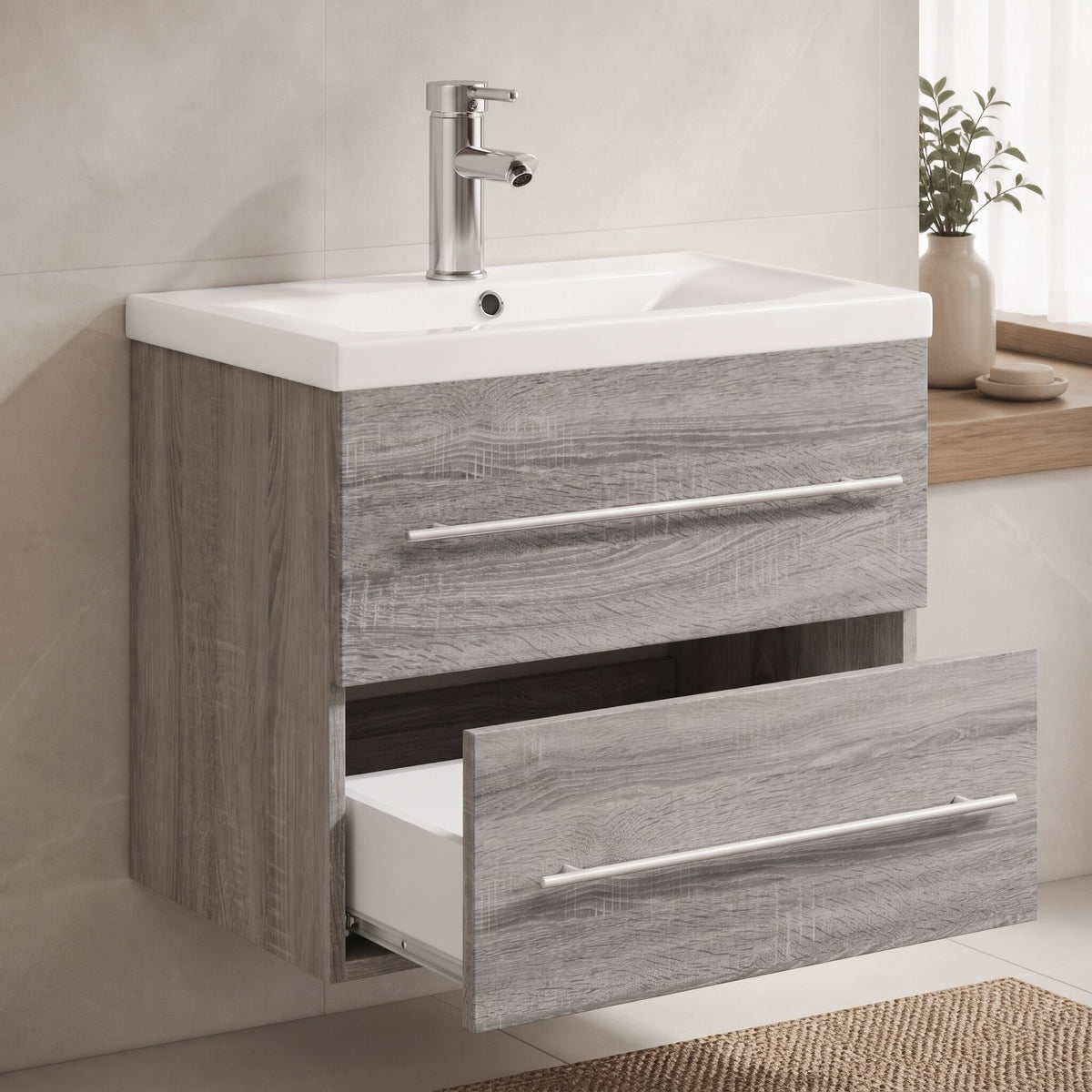 Meuble vasque 1 tiroir à poignée 60 cm — vue d'ensemble