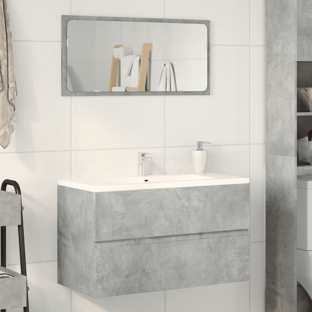 Meuble sous-vasque sans poignée 90 cm, finition Gris minéral