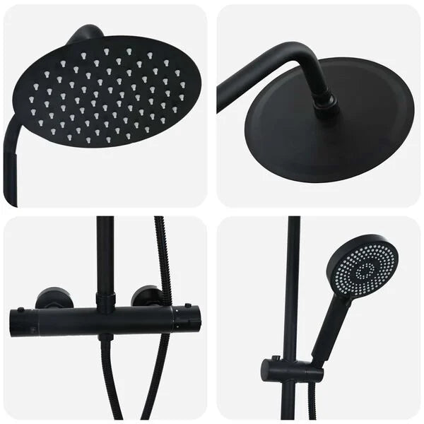 Colonne de douche thermostatique noire — vue d'ensemble