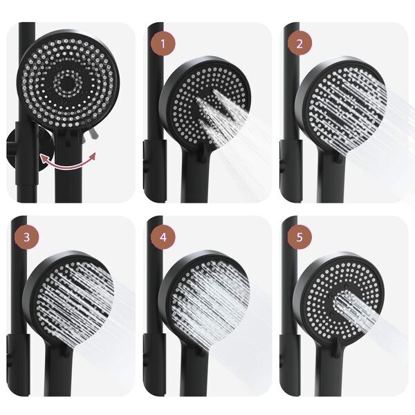 Colonne de douche thermostatique noire — vue de détail 2