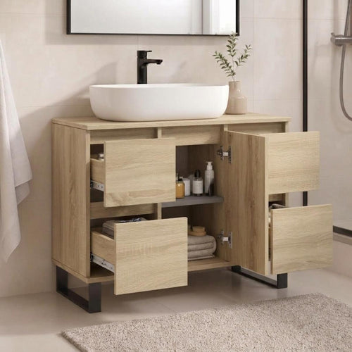 Armoire sous-vasque familiale bois d'ingénierie 80 cm