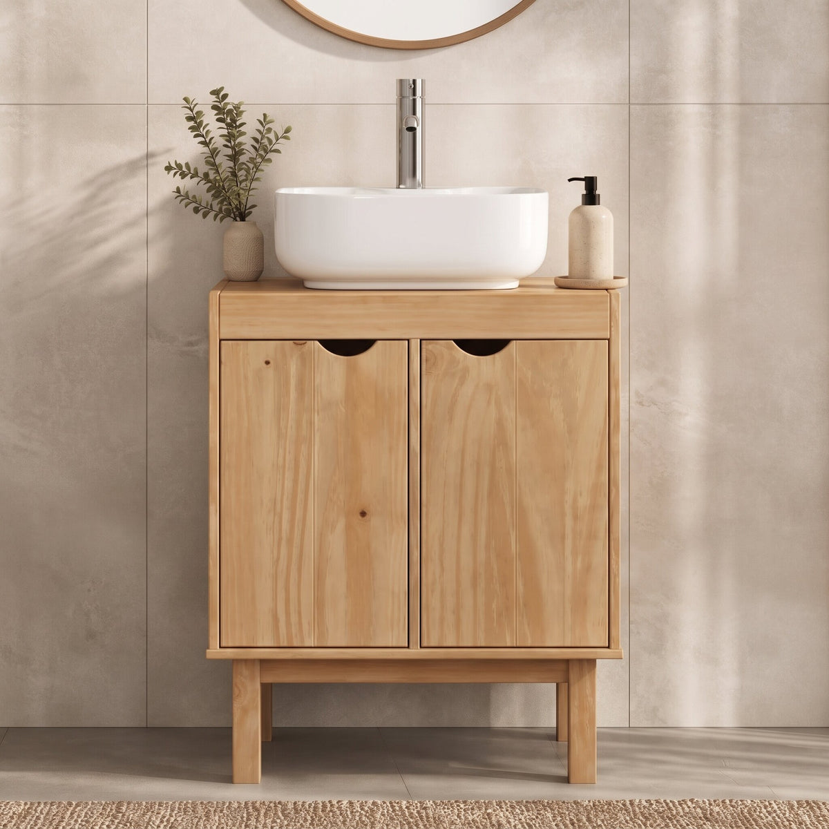 Meuble sous-vasque Otta 59 cm — bois massif — vue d'ensemble
