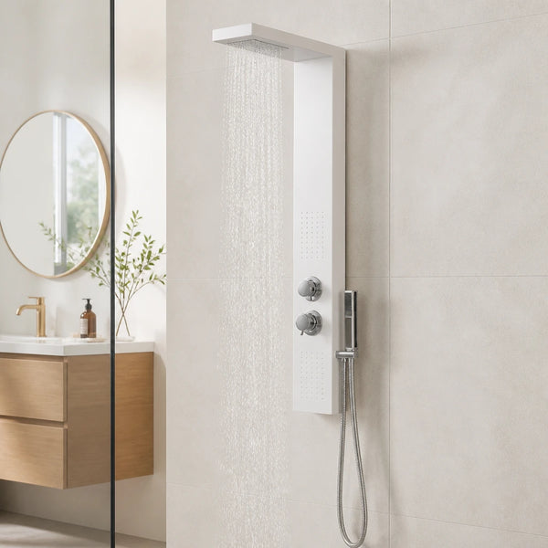 Panneau de douche hydromassant blanc
