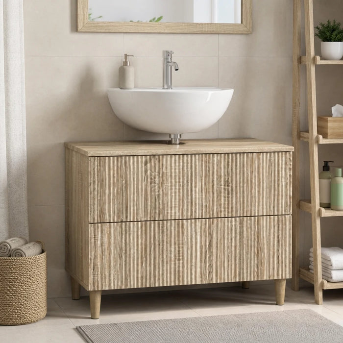 Meuble sous Lavabo de Salle de Bain ARNHEM, finition Chêne sonoma