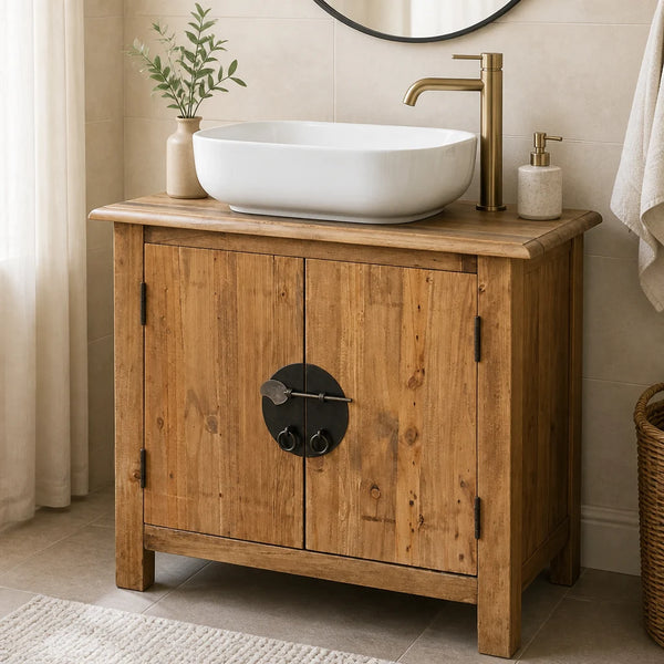 Meuble-lavabo pin massif 70 cm